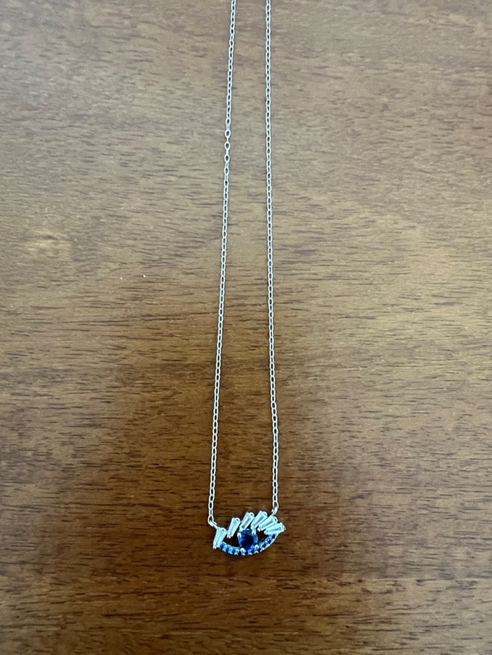 Sterling Silver Blue Crystal Eyewave Necklace